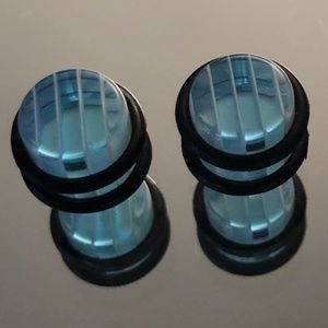 * 3/$18 Pair (2) 8mm 0g gauge Acrylic Stripe Plugs